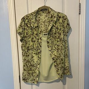 Apt. 9 Green and Brown Patterned Blouse